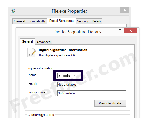 Screenshot of the D.Tools, Inc. certificate